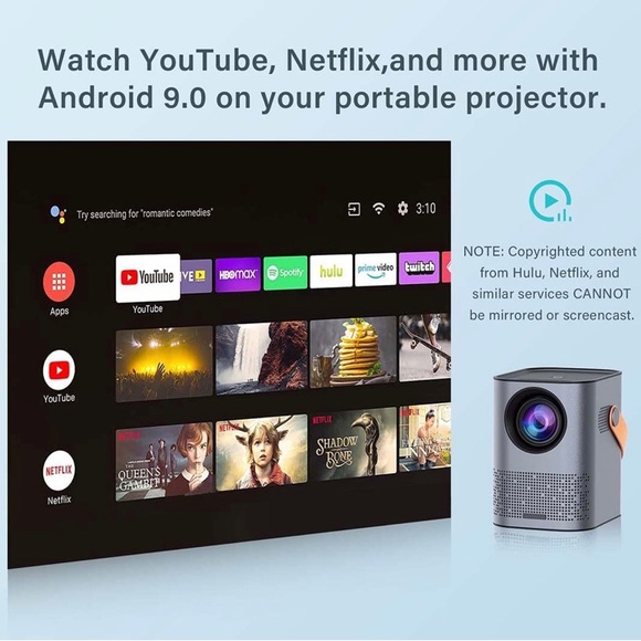 Meauro mini portable projector 1080P FHD, portable Android TV 9.0 - Picture 4 of 8